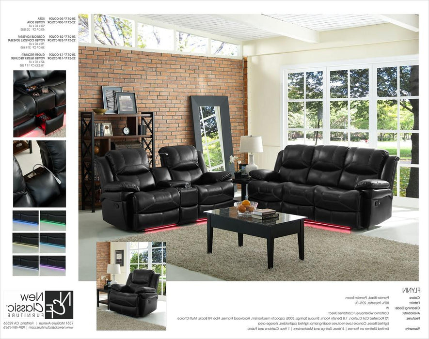 New Classic Flynn Dual Sofa (Lights) in Premier Black