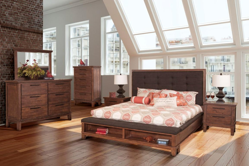 New Classic Furniture Cagney California King Bed in Chestnut