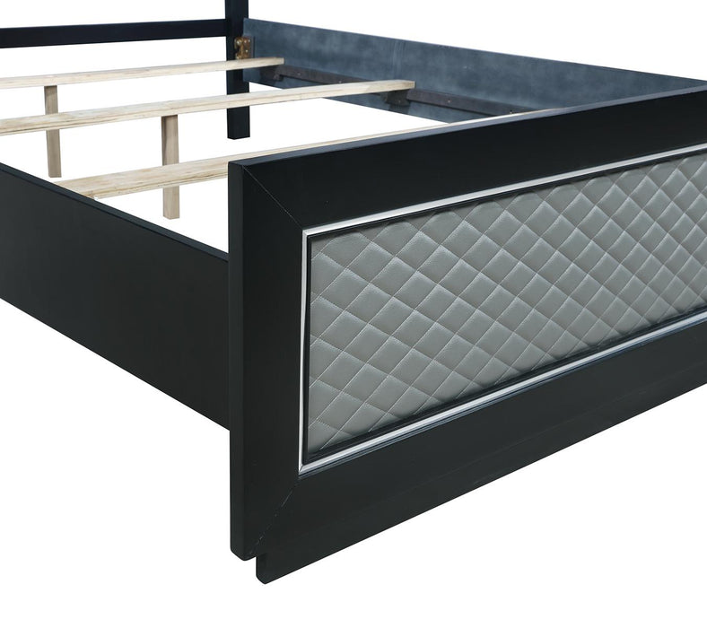 New Classic Furniture Luxor California King Panel Bed in Black/Silver