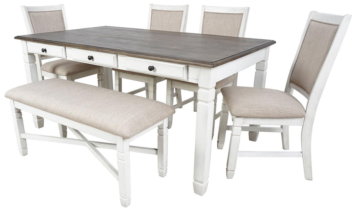 New Classic Furniture Prairie Point 6 Drawer Rectangular Dining Table in White