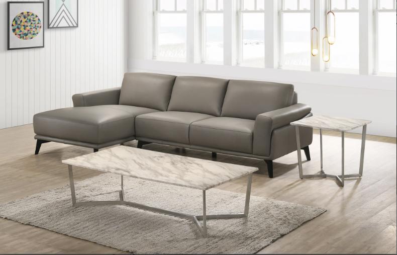 New Classic Lucca Sectional Sofa w/ RAF Loveseat in Slate Gray